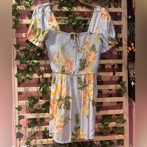 Billabong Floral Jumpsuit - Light Blue and Orange